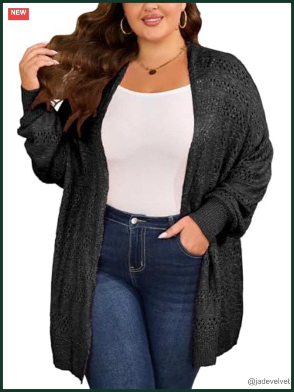 Plus Size Crochet Cardigan Kimono Boho Long Sleeve Oversized Summer Sweater